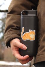 Orange Tabby Cat Sticker | Cute Cartoon Pet Animal Kitten | Waterproof, Vinyl and Dishwasher Safe | Laptop, Water bottle, Planner, Tumbler - Image 6