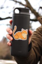 Orange Tabby Cat Sticker | Cute Cartoon Pet Animal Kitten | Waterproof, Vinyl and Dishwasher Safe | Laptop, Water bottle, Planner, Tumbler - Image 2