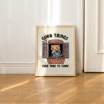 Cat Flowers Wall Print, Growth Quote,  Motivational Classroom Posters, Cottagecore Nursery Decor, Cute Kids Animal Poster Prints, UNFRAMED - Image 5