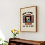 Cat Flowers Wall Print, Growth Quote,  Motivational Classroom Posters, Cottagecore Nursery Decor, Cute Kids Animal Poster Prints, UNFRAMED - Image 3