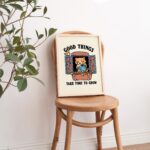 Cat Flowers Wall Print, Growth Quote,  Motivational Classroom Posters, Cottagecore Nursery Decor, Cute Kids Animal Poster Prints, UNFRAMED - Image 2