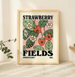 Retro Strawberry poster, Botanical Print, Flower Market poster, Flowers print, Retro Typography Art, Colorful Large Poster Prints, UNFRAMED