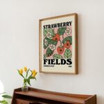 Retro Strawberry poster, Botanical Print, Flower Market poster, Flowers print, Retro Typography Art, Colorful Large Poster Prints, UNFRAMED - Image 6