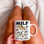 Cat Coffee Mug, Man I love Felines MILF Ceramic Cup, Cat Lover Gift, Girlfriend Wife Gift Idea, Cottagecore Kitty Mug, Funny Novelty Gift - Image 3