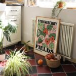 Retro Strawberry poster, Botanical Print, Flower Market poster, Flowers print, Retro Typography Art, Colorful Large Poster Prints, UNFRAMED - Image 5