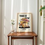 Chill Cat Mushroom Print, Take it Easy Quote Poster, Neutral Retro Groovy Art, Trendy Y2K Poster Prints, Preppy Dorm Room Decor, UNFRAMED - Image 5