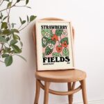 Retro Strawberry poster, Botanical Print, Flower Market poster, Flowers print, Retro Typography Art, Colorful Large Poster Prints, UNFRAMED - Image 3