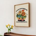 Retro Flowers Quote Wall Print, Trendy Poster, Plant Mom Prints, Colorful Artwork, Water Your plants Quote, Eclectic Character Wall Art - Image 4