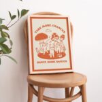 Retro Dancing Cats Wall Print, Vintage Cat Illustration, Trendy Posters, Cute Mushroom Prints, Positive Poster Green Orange Pink UNFRAMED - Image 5