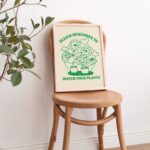 Green Retro Flowers Print, Quote Wall Print, Botanical Plants Poster, Plant Mom Prints Poster, Water Your plants Quote, Eclectic Wall Art - Image 3