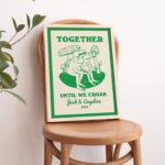 Personalized Couple Print, Custom Frog Illustration, Anniversary Engagement Valentines Gift Idea, Cute Wall decor, Green Aesthetic, UNFRAMED - Image 3