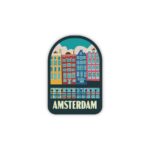 Amsterdam Netherlands Sticker | City & Travel | Waterproof, Vinyl, Dishwasher Safe | Luggage, Toiletry Bag, Water Bottle, Organizers