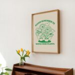 Green Retro Flowers Print, Quote Wall Print, Botanical Plants Poster, Plant Mom Prints Poster, Water Your plants Quote, Eclectic Wall Art - Image 4