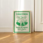 Personalized Couple Print, Custom Frog Illustration, Anniversary Engagement Valentines Gift Idea, Cute Wall decor, Green Aesthetic, UNFRAMED - Image 4