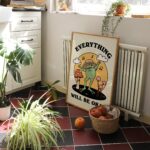 Happy Frog Print, Everything will be okay Self Care Prints, Positive Quote Poster,  Burnt Orange Wall Decor, Retro Wall Prints, UNFRAMED - Image 4
