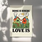 Colorful Home Gift, Housewarming Gift, Maximalist Kids Print, Home Sweet Home, Nursery Rainbow Print, Home is where love is, UNFRAMED - Image 4