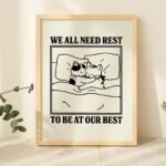 Retro Cat Wall Print, Cosy Bedroom Poster, Vintage Cats Illustration, Positive Quote Poster Prints, Sage Green Posters, Rest quotes UNFRAMED - Image 6