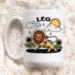Retro Zodiac Mug, Leo Astrology Coffee Mug, Horoscope birthday Gift, Retro Ceramic Cup, Leo Gift Idea, Cottagecore Mug, Cute Novelty Gift