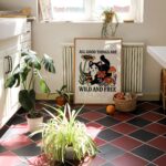 Retro WildFlower Cat Poster, Botanical Print, Wild Child Quote, Flower poster, Wild and Free Quote art, Colorful Large Poster, UNFRAMED - Image 3