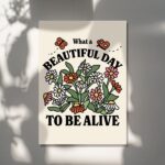 Retro Botanical Poster, Aesthetic Quote Print, Flower Market Wall Decor, Wildflowers Poster, Butterfly Prints, Gratitude Print, UNFRAMED - Image 5