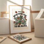 Retro Botanical Poster, Aesthetic Quote Print, Flower Market Wall Decor, Wildflowers Poster, Butterfly Prints, Gratitude Print, UNFRAMED - Image 2