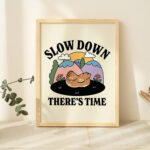 Cute Chicken Quote Print, Chill Quote, Retro Style Illustration, Cottagecore Pink Print, Hen Farm Poster, Nursery Decor Prints, UNFRAMED