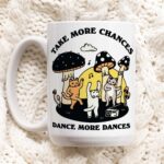 Dancing Cats Coffee Mug, Positive Quote Ceramic Cup, Cat Lover Gift, Friend Colleage Gift Idea, Cottagecore Kitty Mug, Cute Novelty Gift