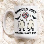 Disco Ghosts Halloween Mug, Bestie Cup Retro Quote, Ghould just wanna have fun, Friend Birthday present, Fall Gifts, Spooky Friends