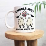 Disco Ghosts Halloween Mug, Bestie Cup Retro Quote, Ghould just wanna have fun, Friend Birthday present, Fall Gifts, Spooky Friends - Image 3