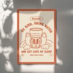 Retro Cat Water Print, Be Kind Drink Water Quote, Self Care Poster, Affirmation Prints, Vintage Style 70s Posters, Burnt Orange, UNFRAMED - Image 5