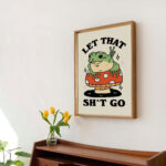 Retro Frog Poster, Funny Quote, Rude Bathroom Print, Frog Mushroom Illustration, Toilet Poster Art, Let That Go Print, Cottagecore, UNFRAMED - Image 3