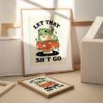 Retro Frog Poster, Funny Quote, Rude Bathroom Print, Frog Mushroom Illustration, Toilet Poster Art, Let That Go Print, Cottagecore, UNFRAMED - Image 5