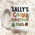 Custom Name Christmas Mug, Merry Xmas Cosy Cup, Cute Stocking Filler Gift, Gingerbread Gift Idea, Personalized Christmas Novelty Mugs