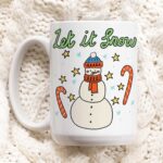 Christmas Snowman Mug, Retro Let it Snow Christmas Mug, Hot Chocolate Mug, Christmas Eve Box Filler, Boy Girl Xmas Secret Santa, Festive Cup