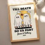 CUSTOM Romantic Ghosts Print, Personalized Wedding Illustration, Anniversary Engagement Valentines Gift, Til death do us part Quote UNFRAMED - Image 3