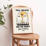 CUSTOM Romantic Ghosts Print, Personalized Wedding Illustration, Anniversary Engagement Valentines Gift, Til death do us part Quote UNFRAMED - Image 5