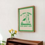 Cat and Plant Print, Small things great love Quote Poster, Retro Water your Plants Poster, Simple Green Botanical Farmhouse Print, UNFRAMED - Image 4
