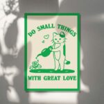 Cat and Plant Print, Small things great love Quote Poster, Retro Water your Plants Poster, Simple Green Botanical Farmhouse Print, UNFRAMED - Image 5