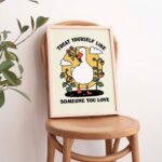 Strawberry Goose Wall Print, Cottagecore Farmhouse Quote, Retro Illustration, Self love ClassRoom Nursery Kids Poster Prints, UNFRAMED - Image 5