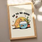 Kitten and Fish Bowl Print, Up to no Good Poster, Cheeky Cat Posters, Nursery Kids Room Prints, Unique Matisse Print, Gallery Wall, UNFRAMED - Image 3