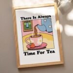Cafe Tea Colorful Print, Retro Drink Poster, Pink Bistro Coffee Posters, Time for tea Quote, Kitchen Decor Posters, Cute Cafe Art, UNFRAMED - Image 4