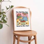 Cafe Dog Cute Print, Retro Drink Poster, Pink Bistro Coffee Posters, The Chef was Cute Would eat here again, Kitchen Decor Posters, UNFRAMED - Image 5
