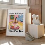 Cafe Tea Colorful Print, Retro Drink Poster, Pink Bistro Coffee Posters, Time for tea Quote, Kitchen Decor Posters, Cute Cafe Art, UNFRAMED - Image 3