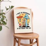 Groovy Mushroom Print, Retro Cottagecore Wall Art, Valentines Room Decor, Trendy 70s Lovers Quote Poster, Punny Quotes Quote, UNFRAMED - Image 4
