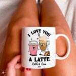 Custom Romantic Coffee Mug, I love you a latte Quote Mug, Personalized Couples Wedding Cup, Valentines Anniversary Gift Idea, Coffee Lover - Image 5