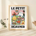 French Cafe Cat Print, Retro Drink Poster, Bistro Coffee Cake Posters, Le Petit Dejeuner Breakfast, Kitchen Decor, Unique Posters, UNFRAMED - Image 6