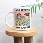 Cafe Dog Bon Appetit Coffee Mug, Doggy Colorful Mug, Dog Lover Gift Idea, Self Care Retro Quote, Pink Gift Mug, Aesthetic Ceramic Cup - Image 3