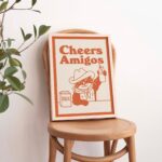 Cowboy Cat Print, Retro Drink Poster, Cowboy Cat Milk Posters, Cheers amigos Quote Prints, Kitchen Decor, Bar Decor Poster, UNFRAMED - Image 5
