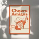 Cowboy Cat Print, Retro Drink Poster, Cowboy Cat Milk Posters, Cheers amigos Quote Prints, Kitchen Decor, Bar Decor Poster, UNFRAMED - Image 6