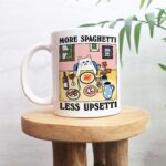 Spaghetti Cat Coffee Mug,Less Upsetti White Cat Mug, Italian Pasta Coffee Mug, Coffee Lover Gift Idea, Coffee Quote, Gift Mug, Kitchen decor - Image 3